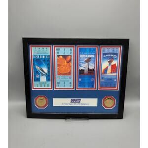 New York  NY Giants Super Bowl Ticket Display  4-Time Champions NFL Collectible
